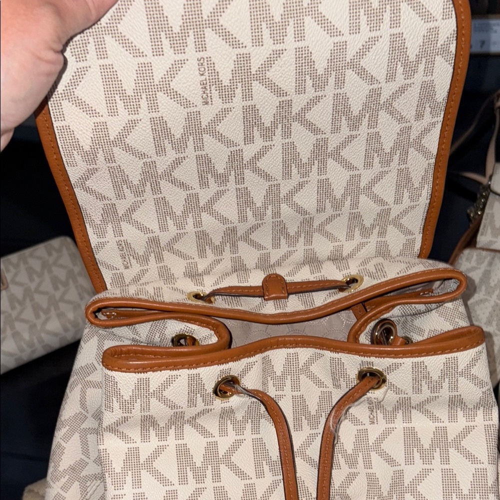 **SOLD**
Michael Kors Signature Monogram Drawstring Backpack - Picture 8 of 9